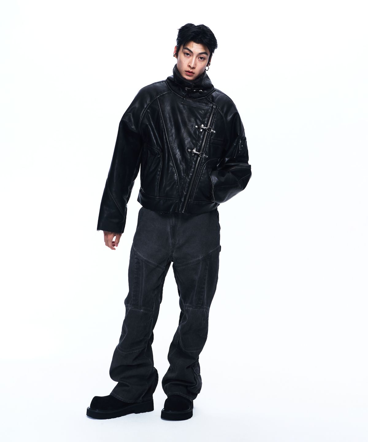 알에스에스씨(RSSC) WASHED LEATHER MUSTANG JACKET - BLACK