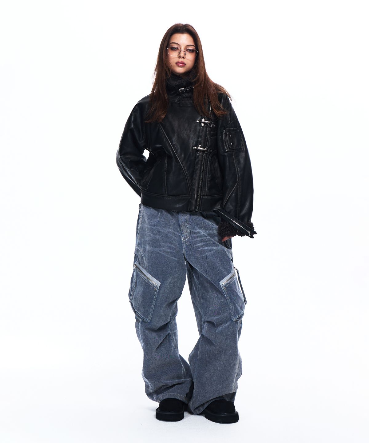 알에스에스씨(RSSC) WASHED LEATHER MUSTANG JACKET - BLACK