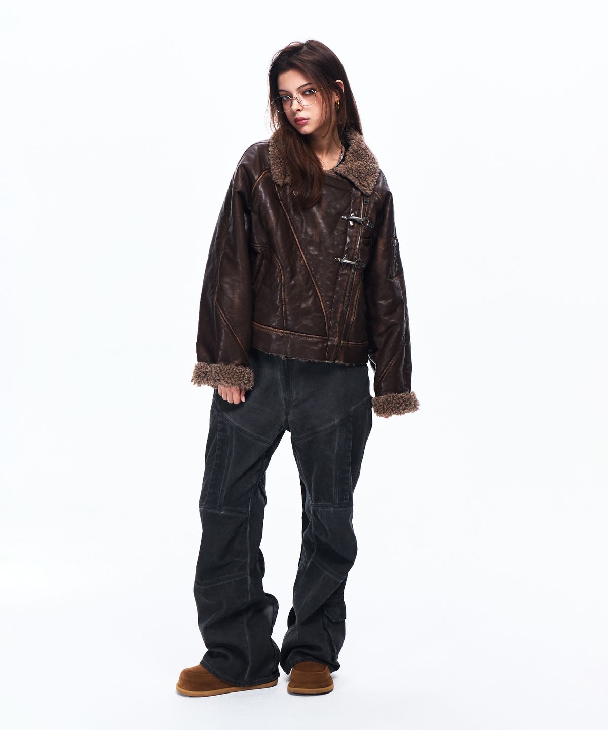 알에스에스씨(RSSC) WASHED LEATHER MUSTANG JACKET - BROWN