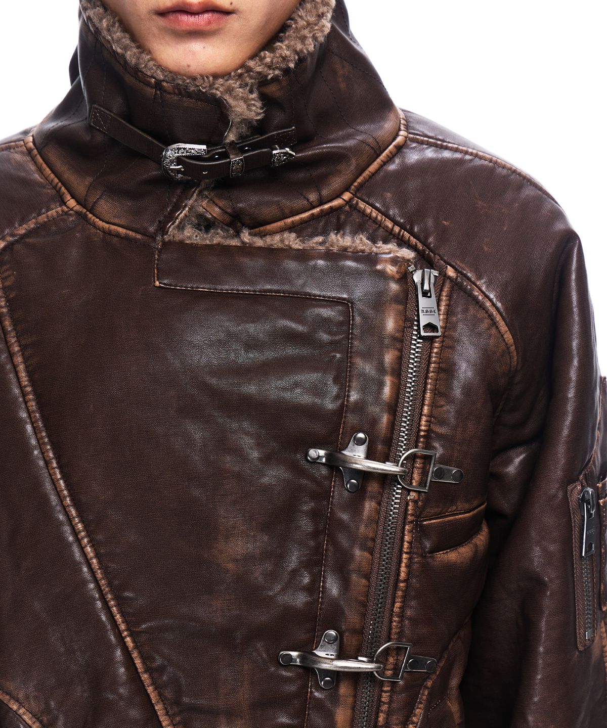 알에스에스씨(RSSC) WASHED LEATHER MUSTANG JACKET - BROWN