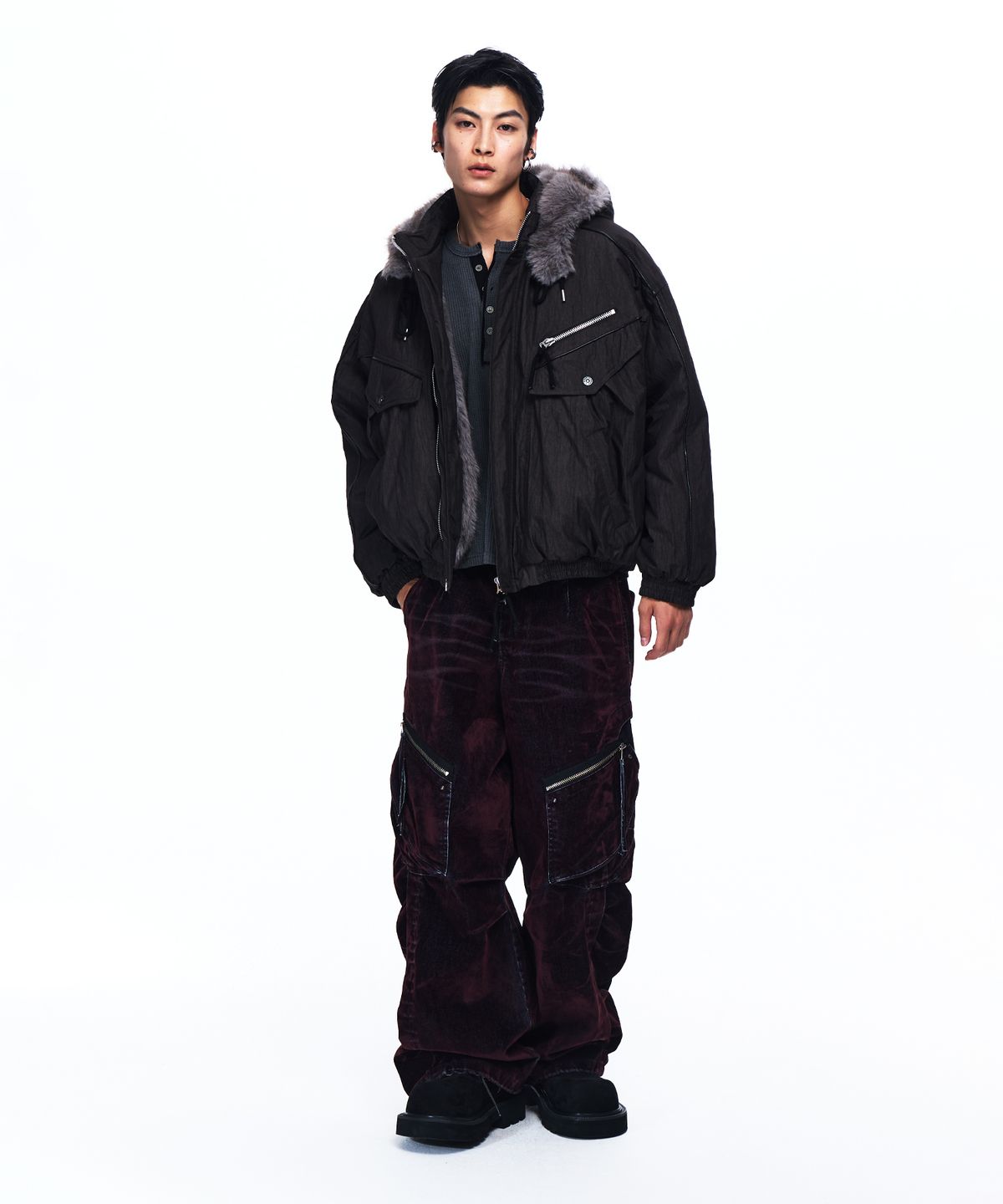 알에스에스씨(RSSC) FUR LINE HOODIED PARKA - BLACK