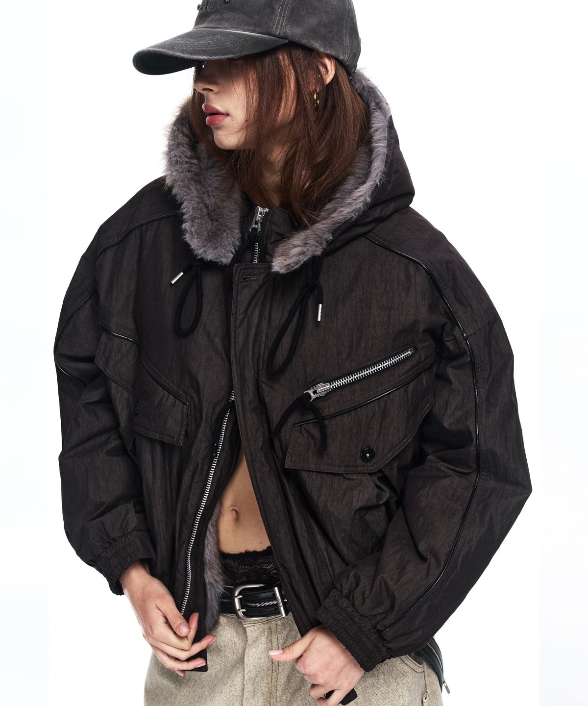 알에스에스씨(RSSC) FUR LINE HOODIED PARKA - BLACK