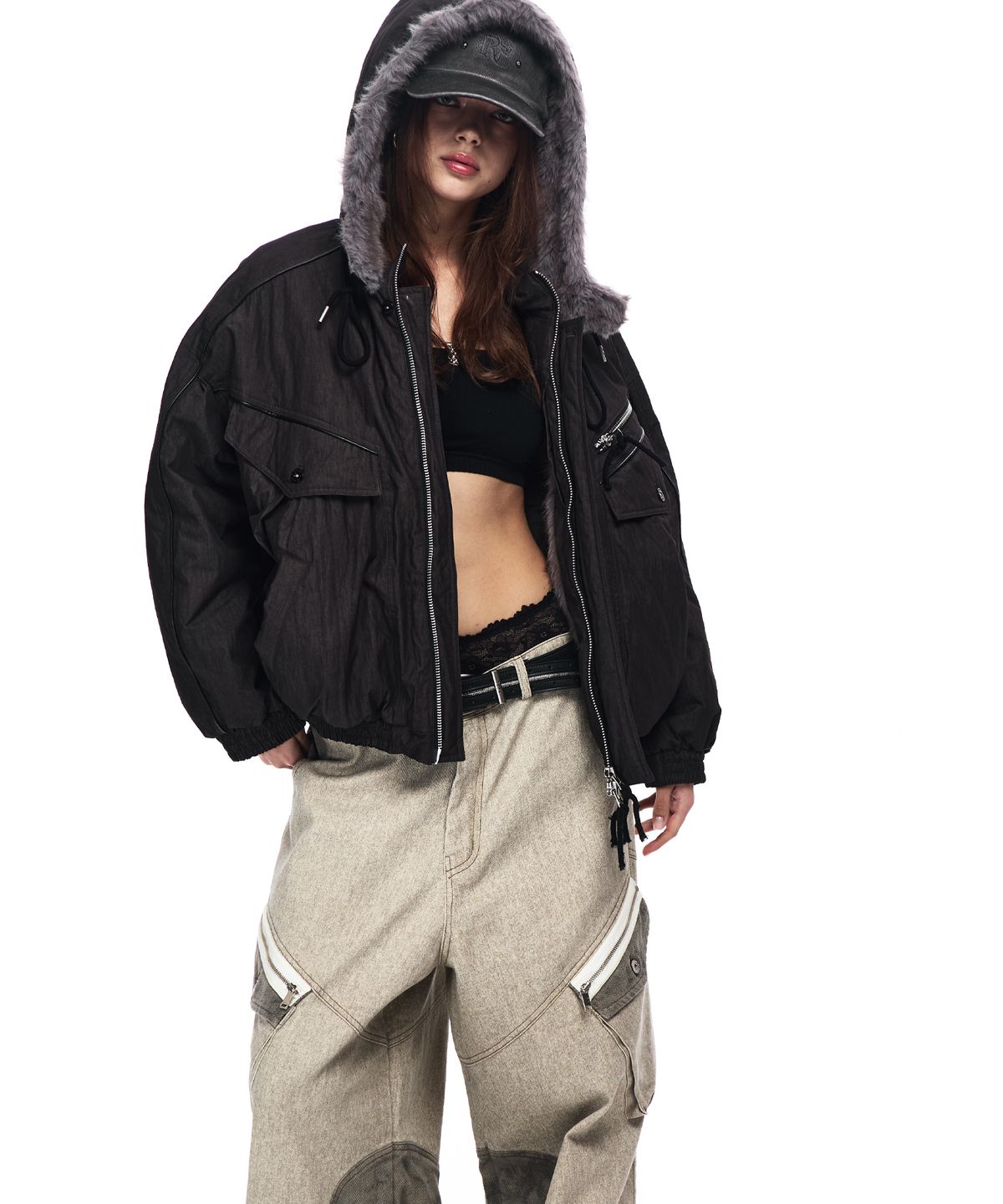 알에스에스씨(RSSC) FUR LINE HOODIED PARKA - BLACK