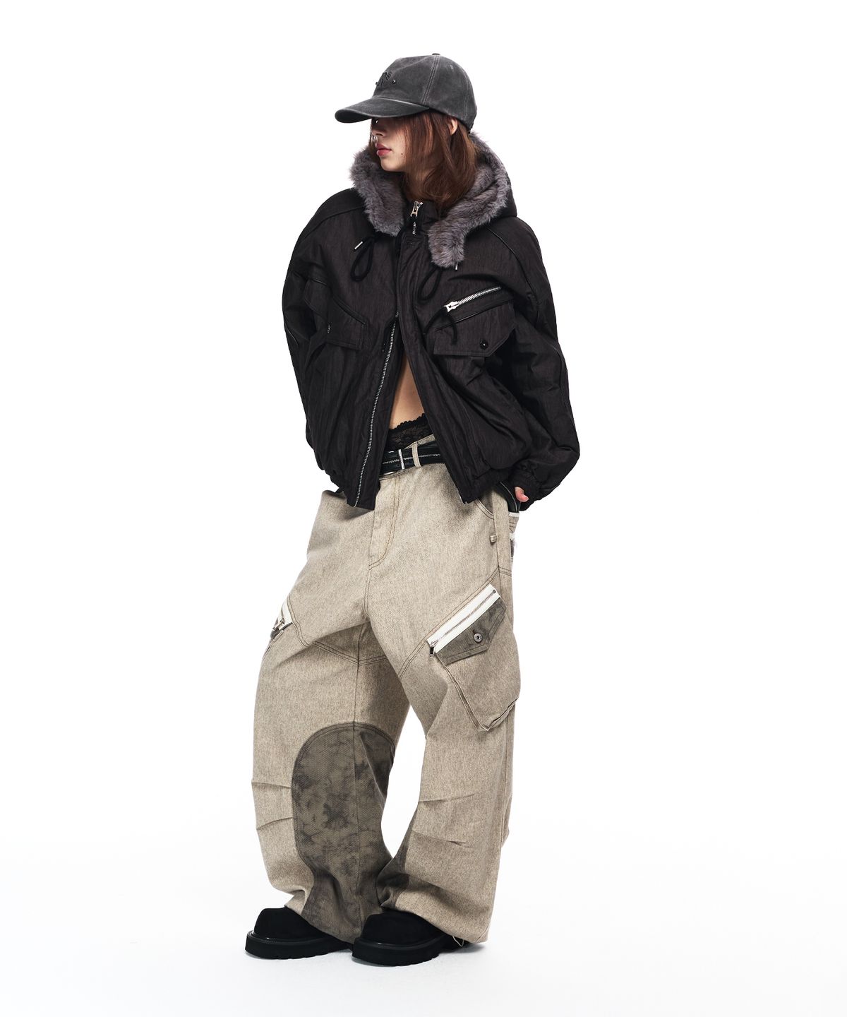 알에스에스씨(RSSC) FUR LINE HOODIED PARKA - BLACK