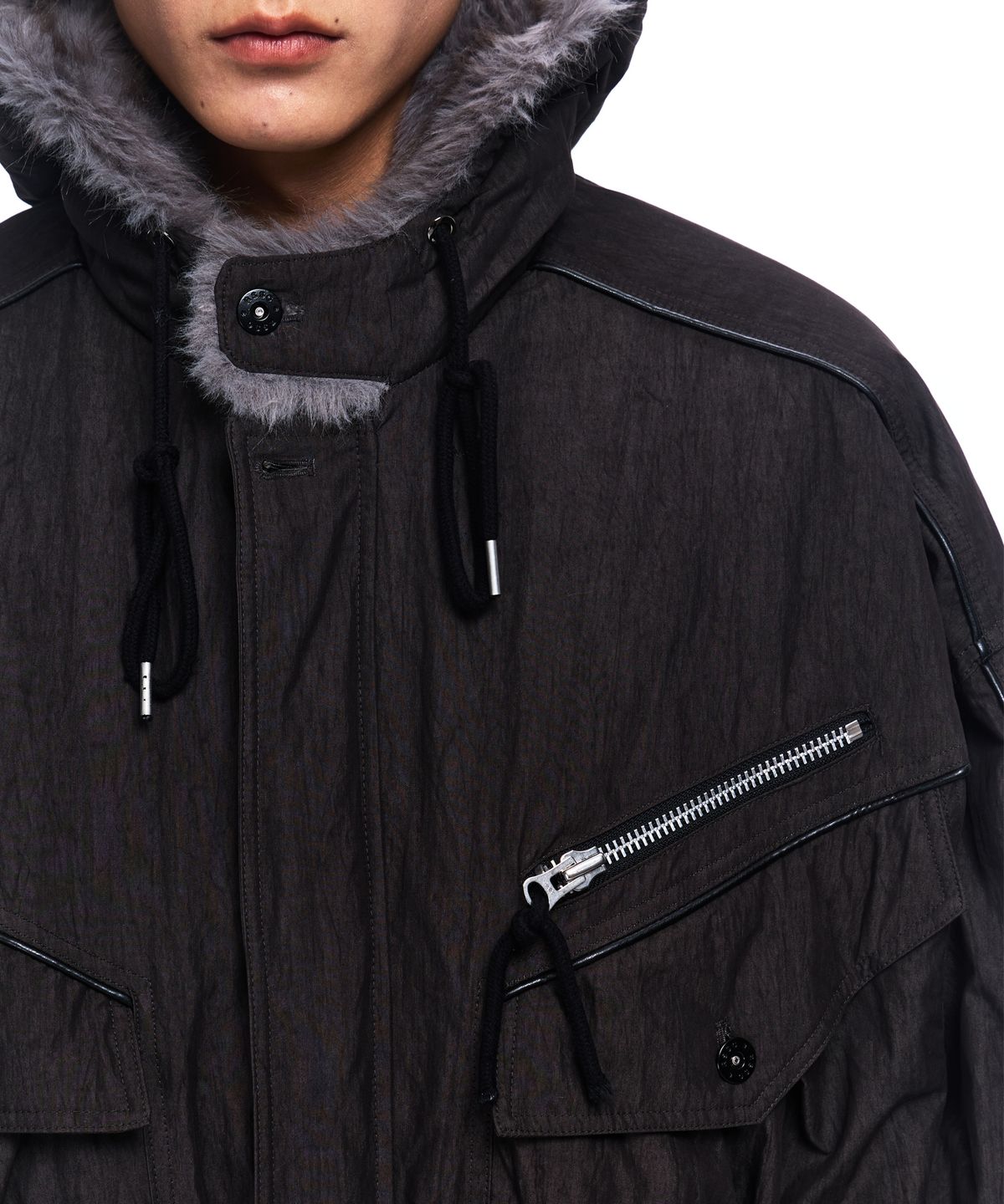 알에스에스씨(RSSC) FUR LINE HOODIED PARKA - BLACK