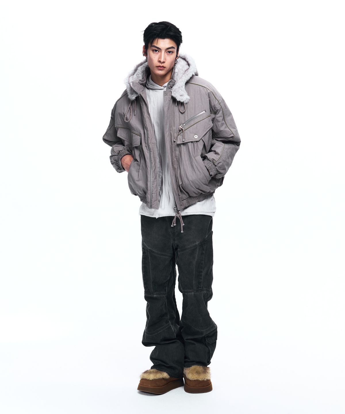 알에스에스씨(RSSC) FUR LINE HOODIED PARKA - GRAY