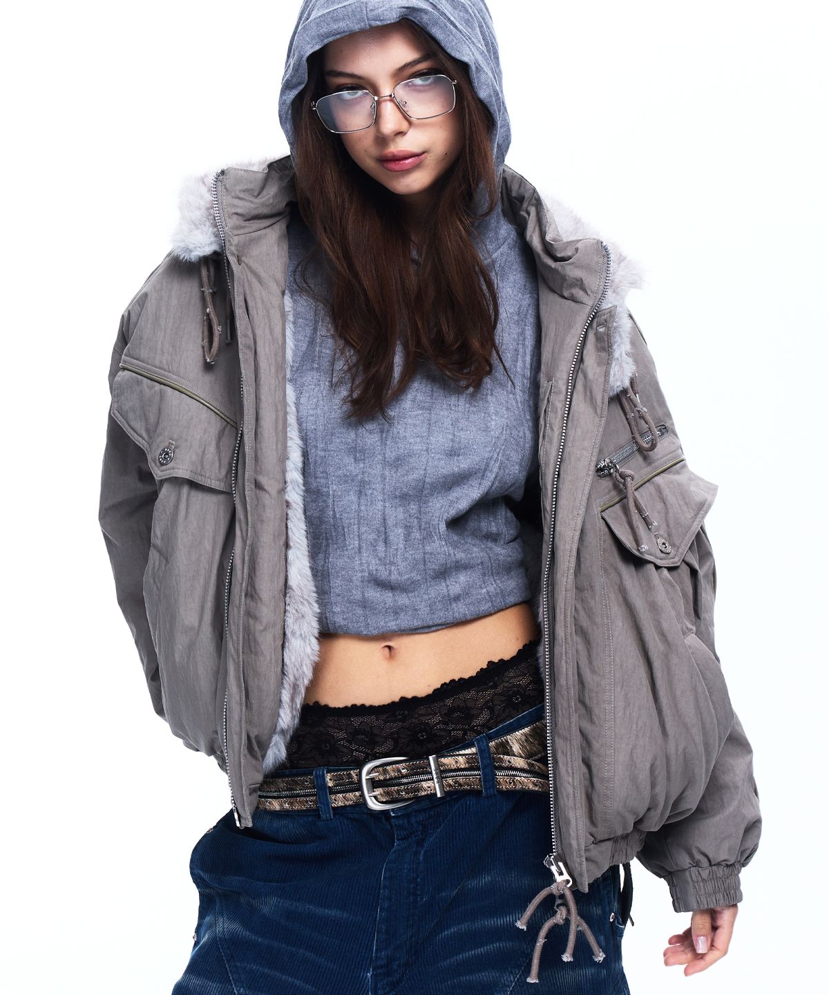 알에스에스씨(RSSC) FUR LINE HOODIED PARKA - GRAY