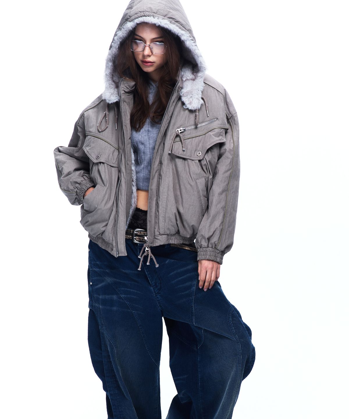 알에스에스씨(RSSC) FUR LINE HOODIED PARKA - GRAY
