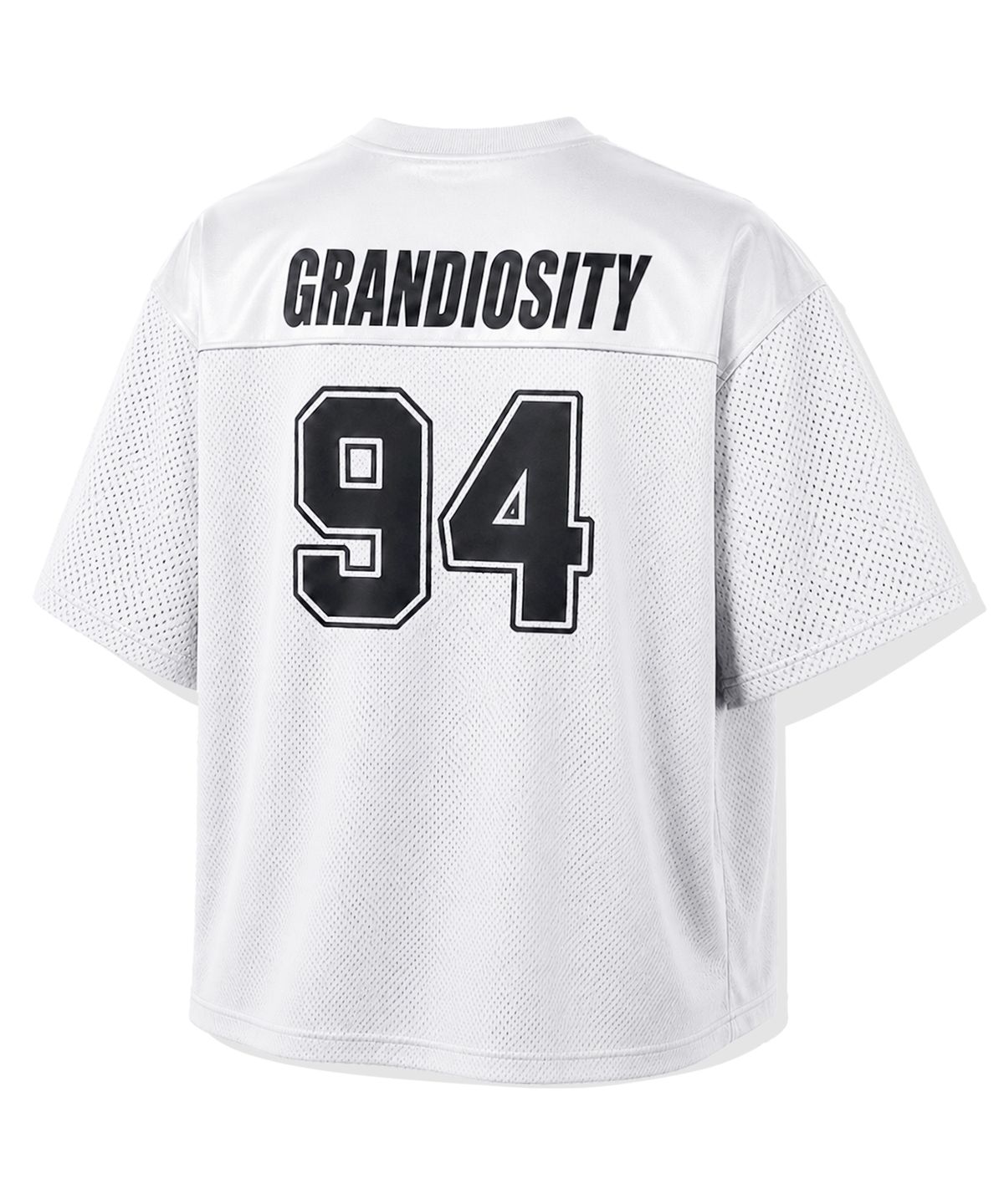 그랜디오시티(GRANDIOSITY) 글로시 메쉬 오버핏 럭비 져지 (화이트)
