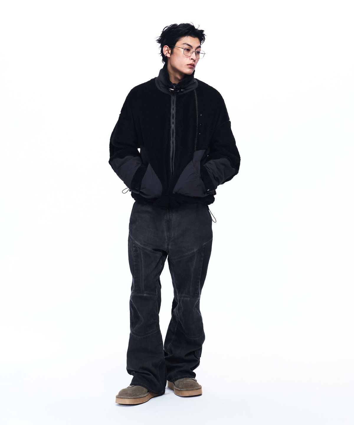 알에스에스씨(RSSC) NYLON MIX FLEECE JACKET - BLACK