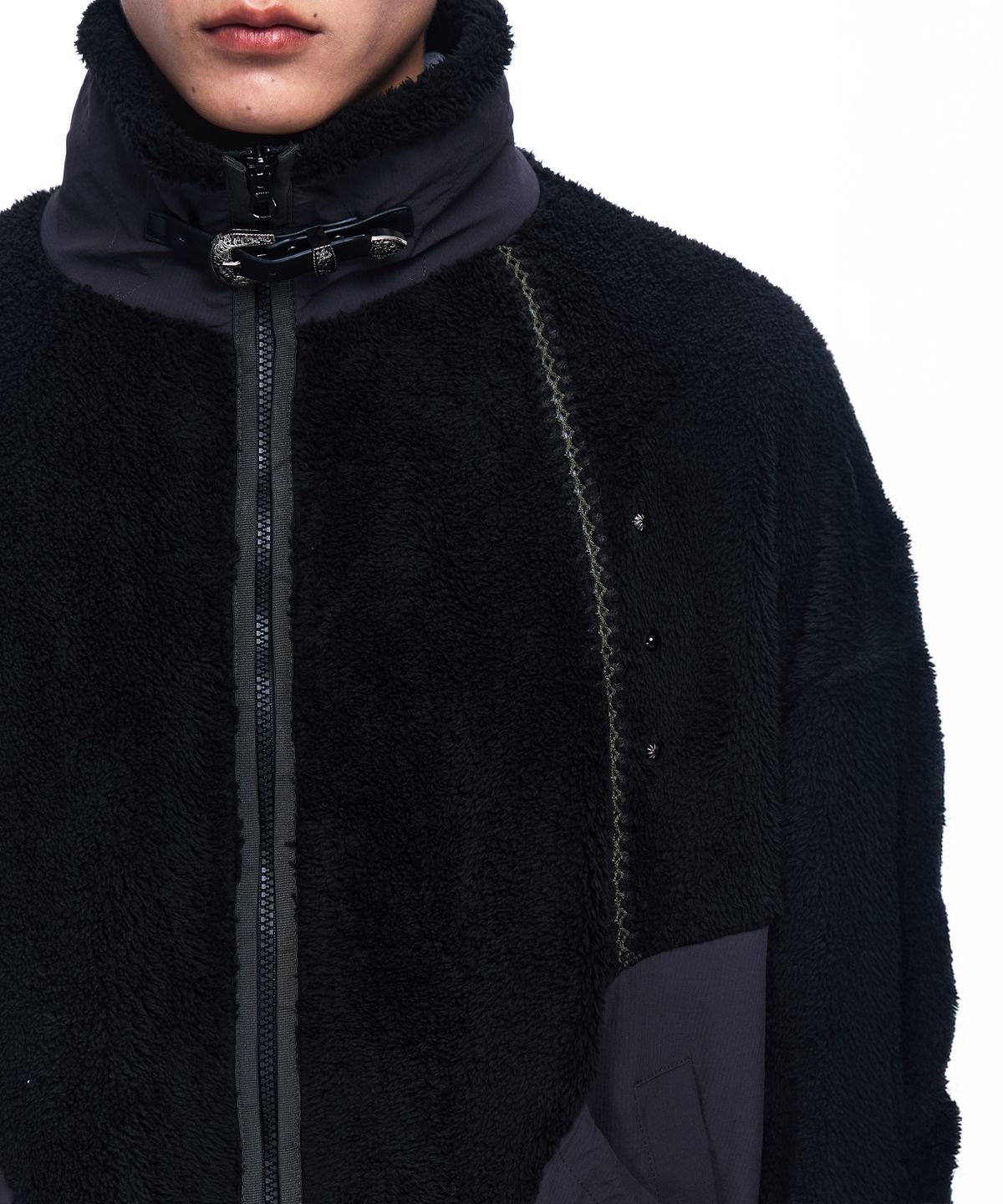 알에스에스씨(RSSC) NYLON MIX FLEECE JACKET - BLACK