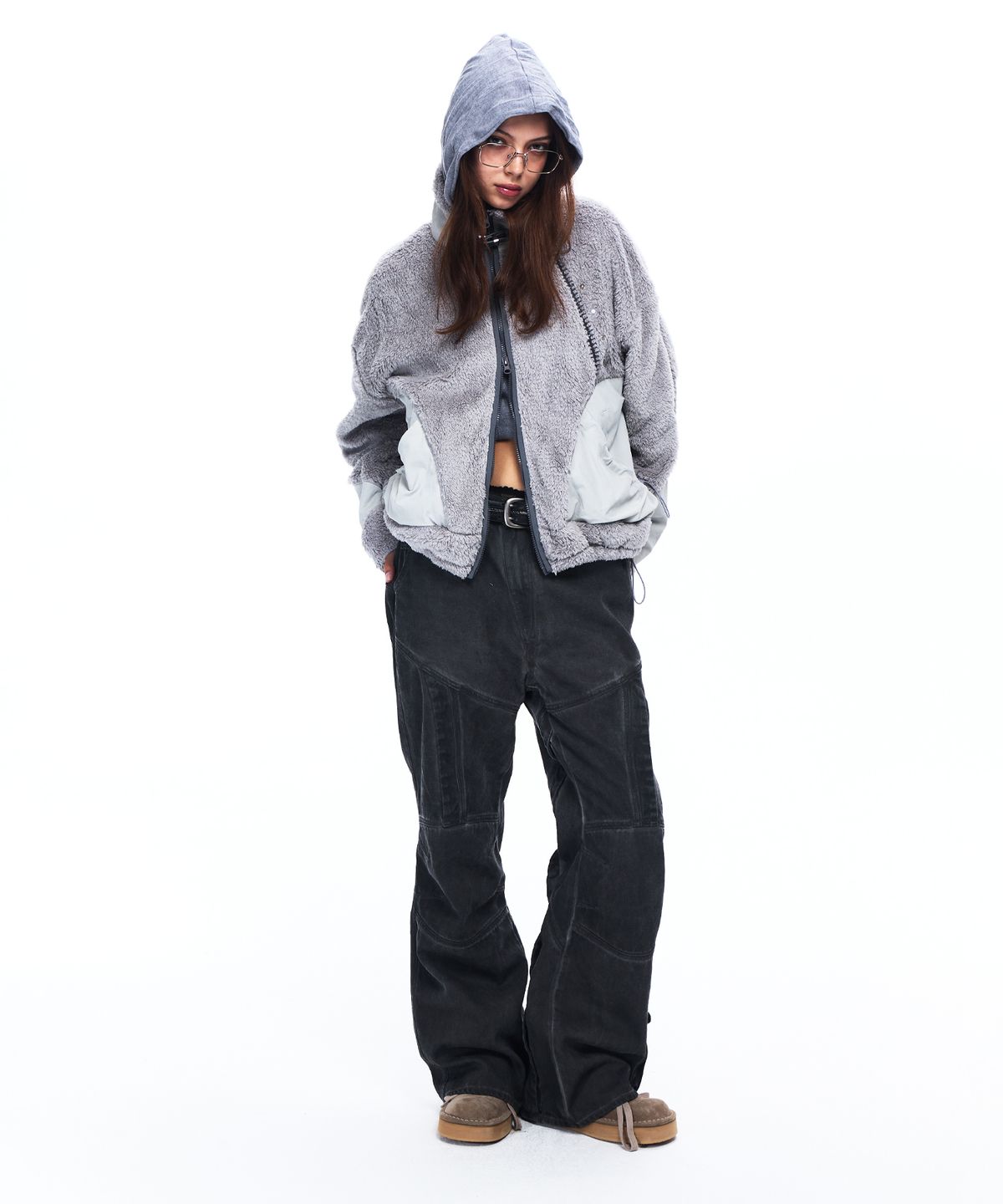 알에스에스씨(RSSC) NYLON MIX FLEECE JACKET - GRAY