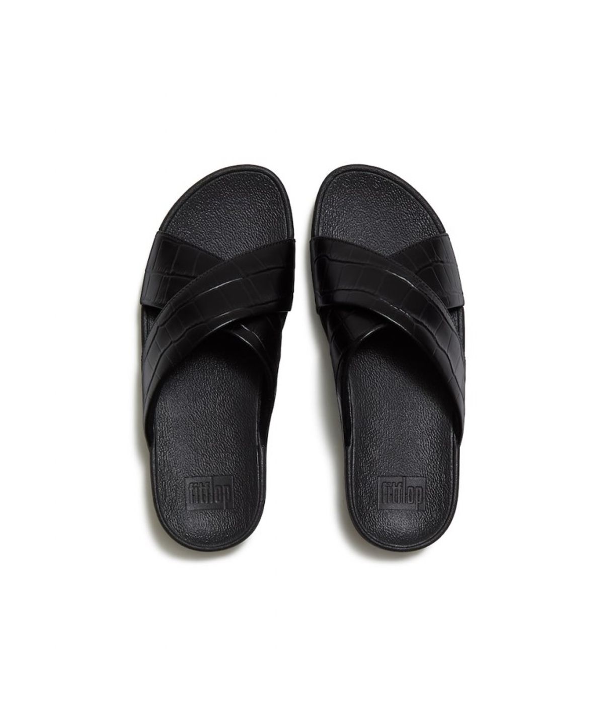 핏플랍(FITFLOP) 여성 루루 크로코다일 슬라이드  올 블랙 (FT68K2D335)
