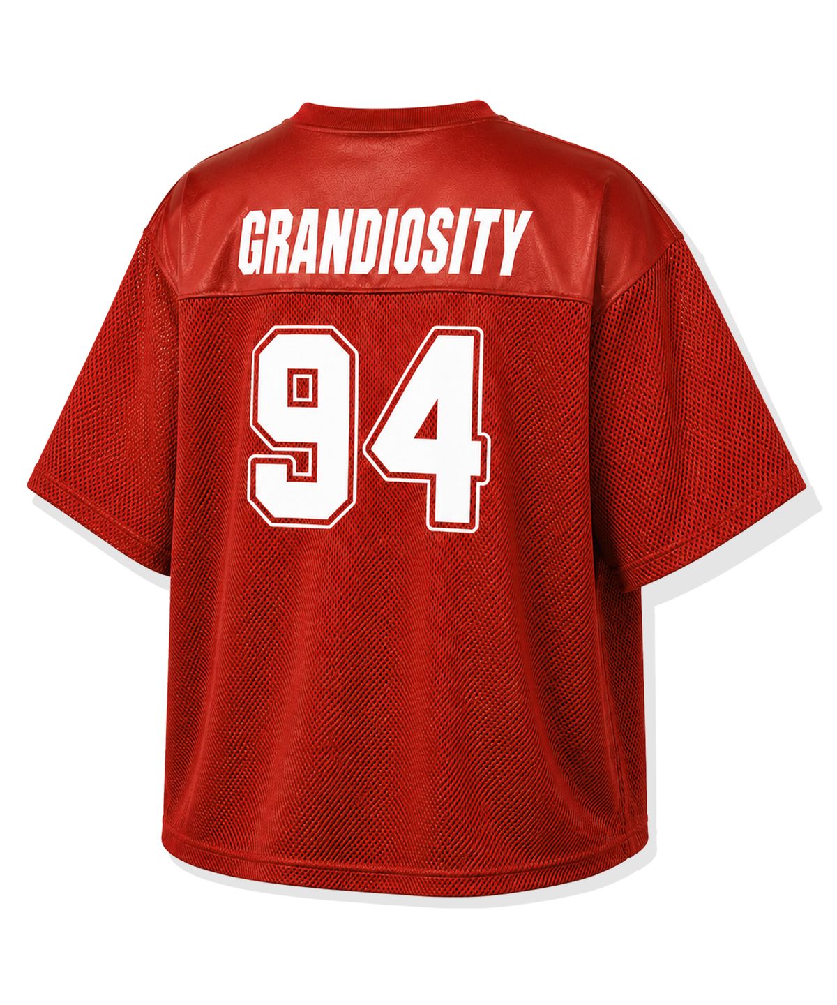 그랜디오시티(GRANDIOSITY) 글로시 메쉬 오버핏 럭비 져지 (레드)