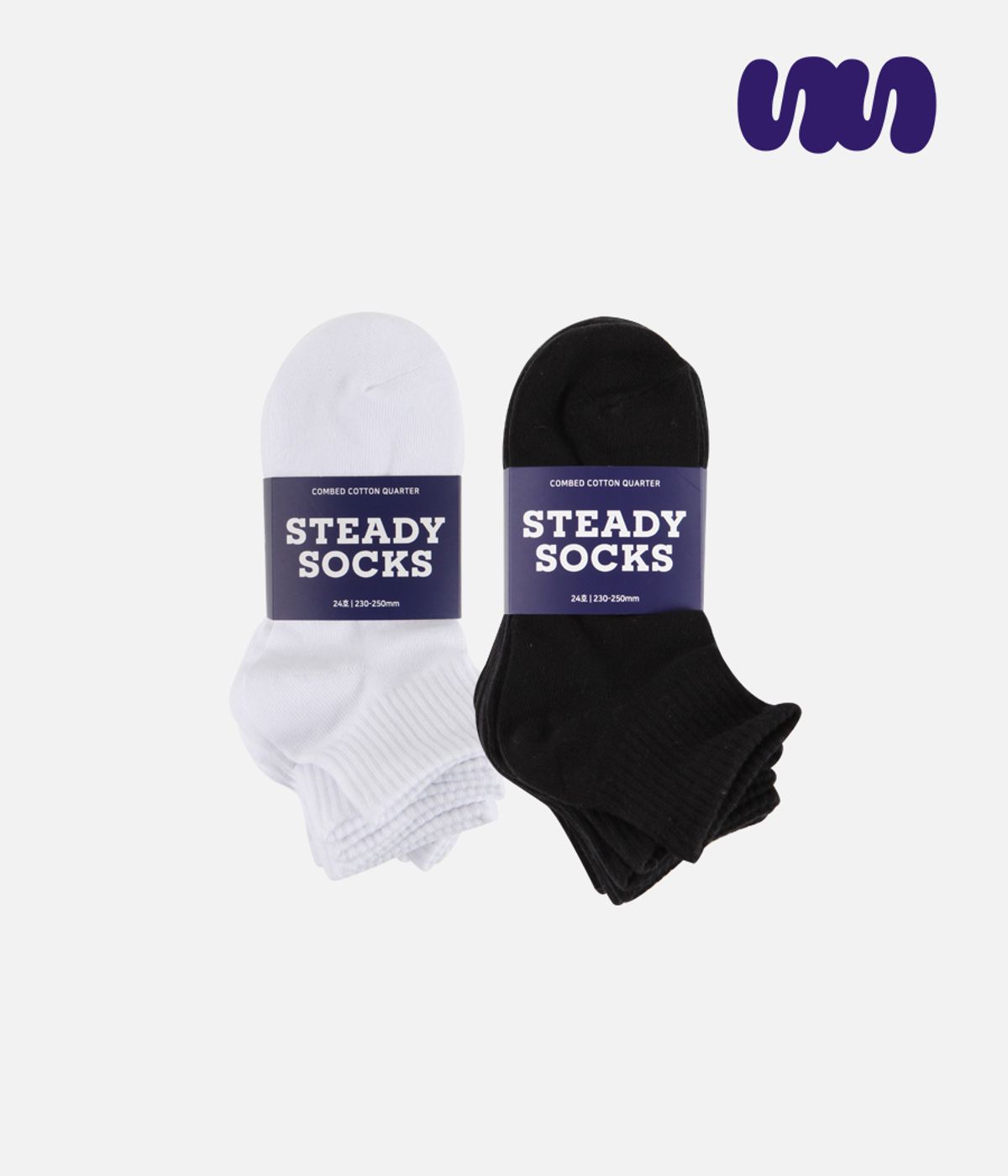 스테디삭(STEADY SOCKS) [10PACK] 스테디삭 베이직 데일리 쿼터 삭스_화이트/블랙