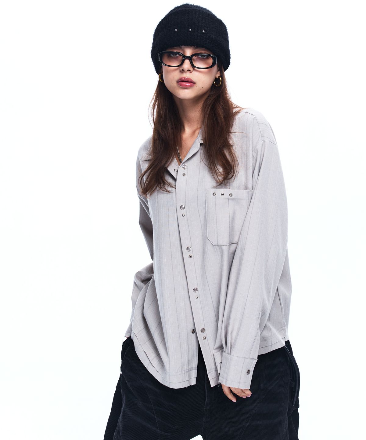 알에스에스씨(RSSC) RIVET HAIRY KNIT BEANIE - BLACK