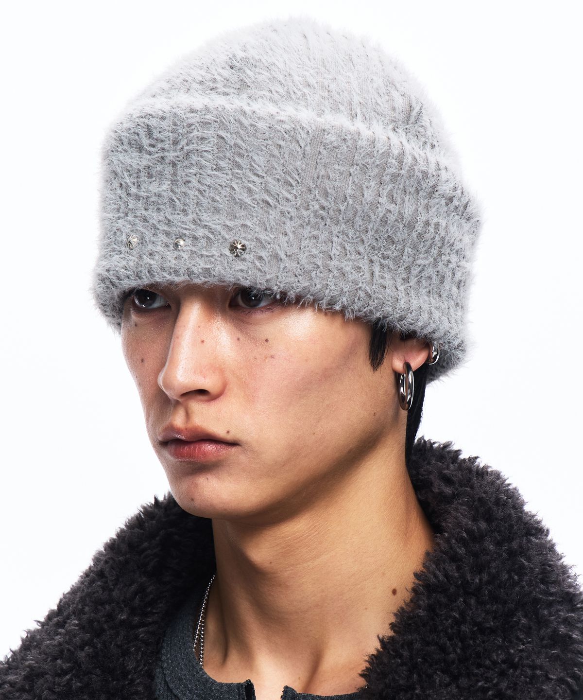 알에스에스씨(RSSC) RIVET HAIRY KNIT BEANIE - GRAY