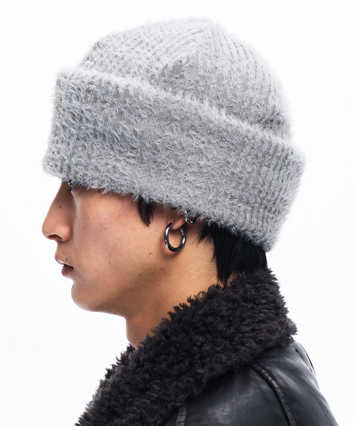 알에스에스씨(RSSC) RIVET HAIRY KNIT BEANIE - GRAY