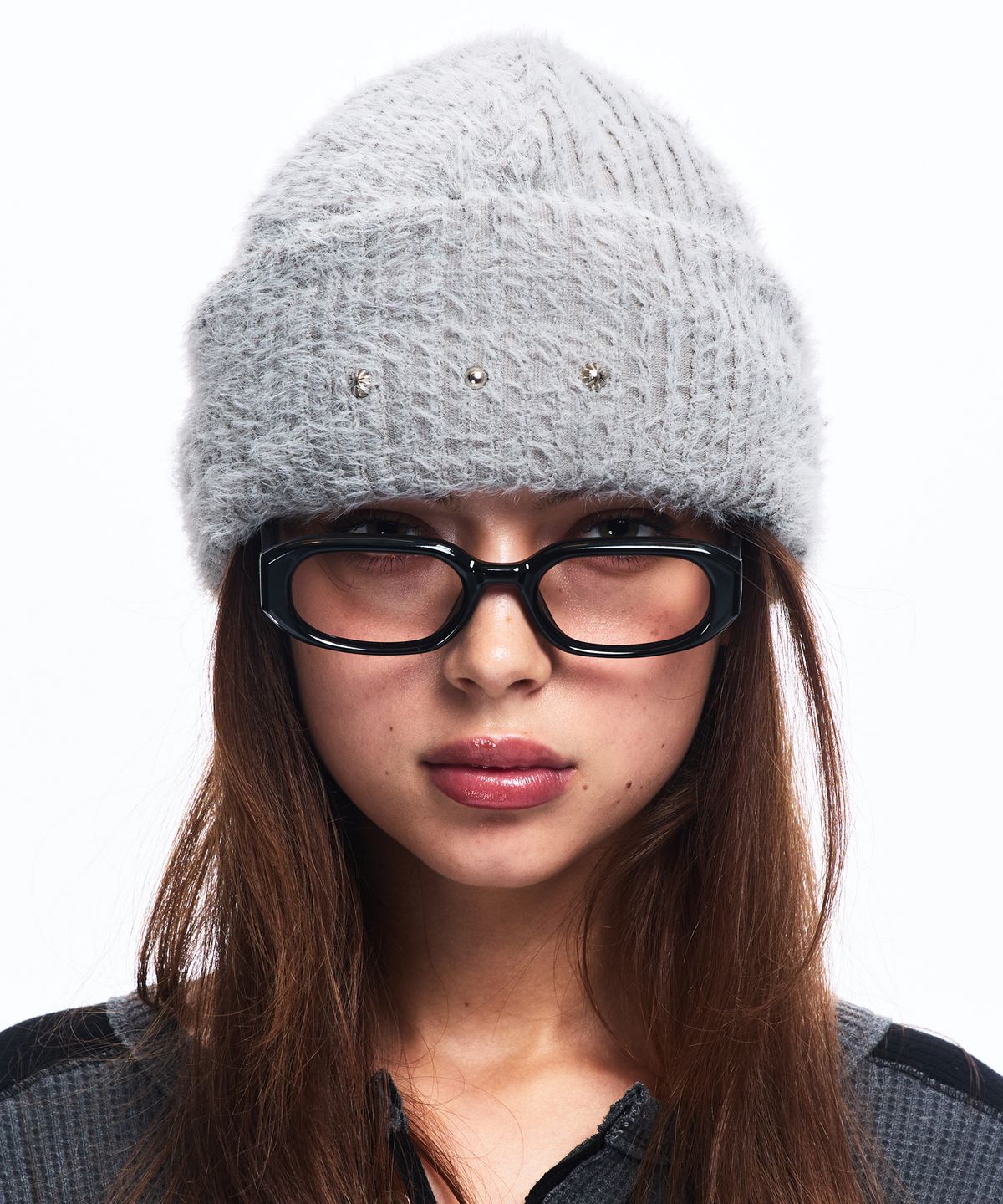 알에스에스씨(RSSC) RIVET HAIRY KNIT BEANIE - GRAY