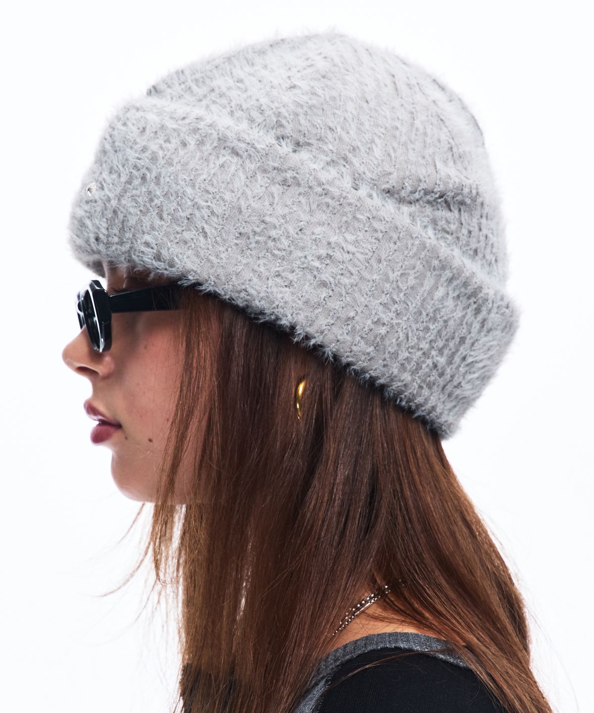 알에스에스씨(RSSC) RIVET HAIRY KNIT BEANIE - GRAY