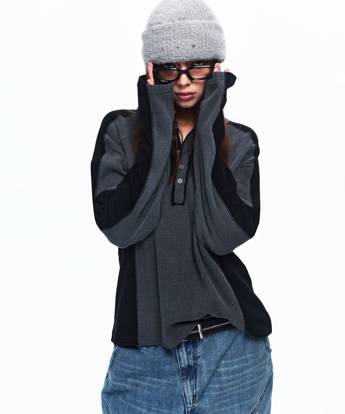 알에스에스씨(RSSC) RIVET HAIRY KNIT BEANIE - GRAY
