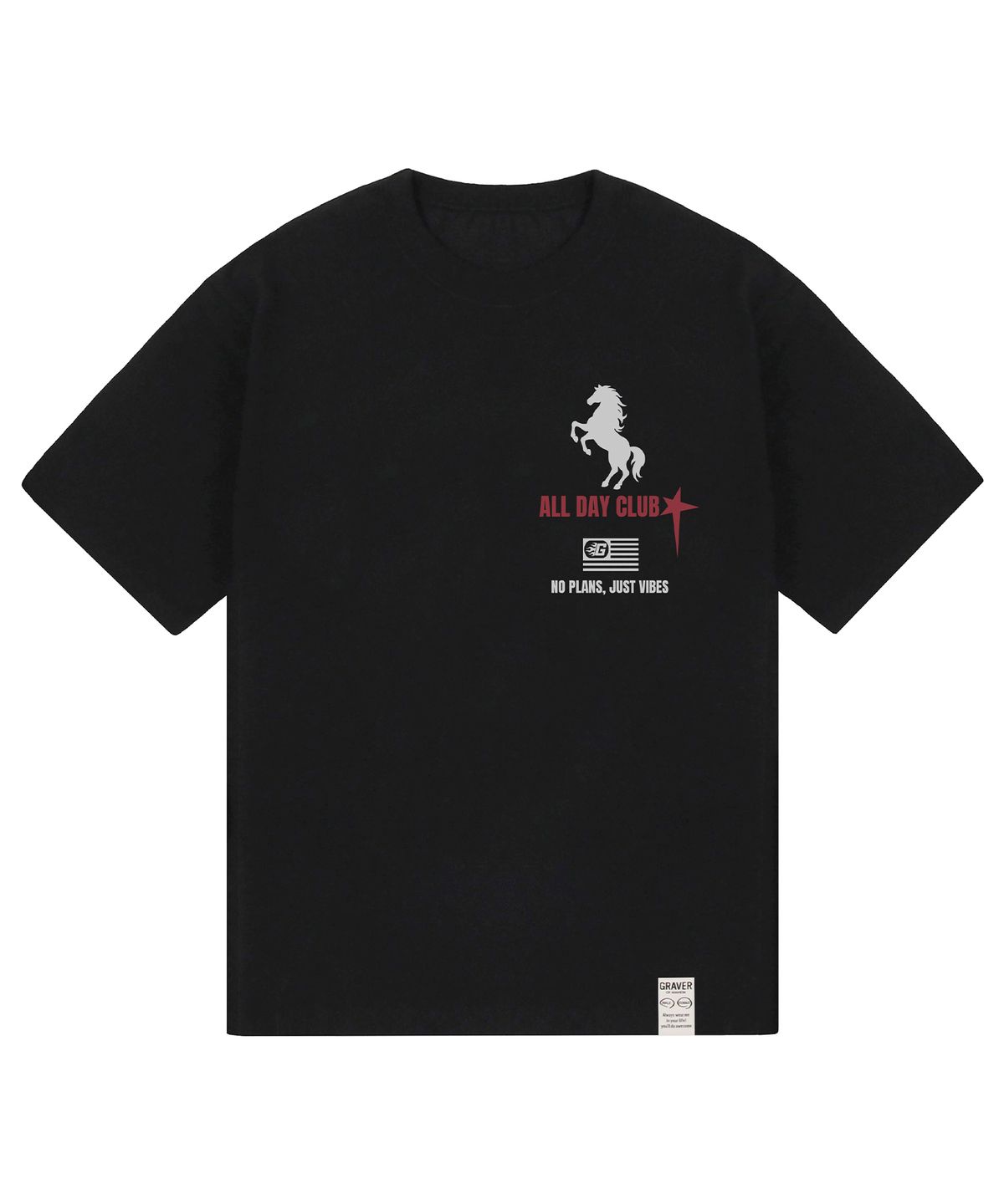 그레이버 오디너리(GRAVER ORDINARY) [ODNR UNISEX]All DAY CLUB horse 반팔 티셔츠_3color