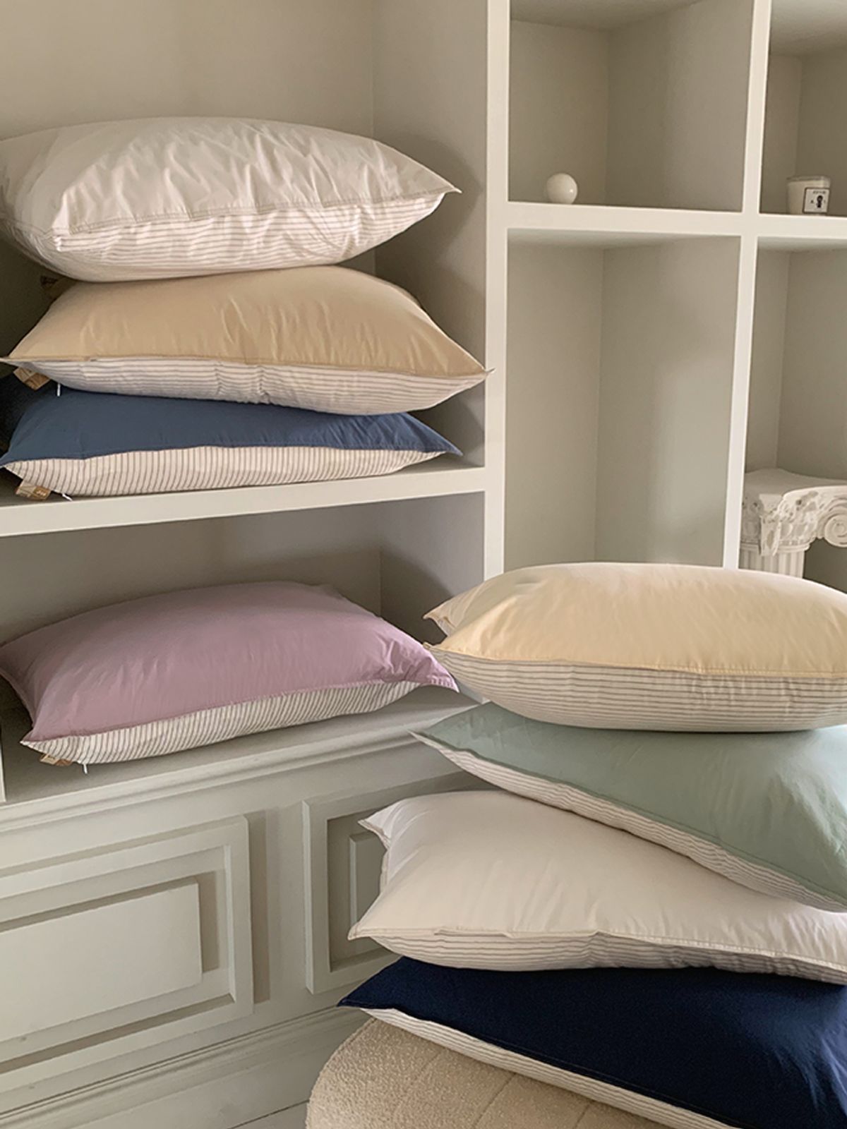 비비홈(VIVIHOME) 라인 스트라이프 양면사용 고밀도 베개커버 5070 (8colors)