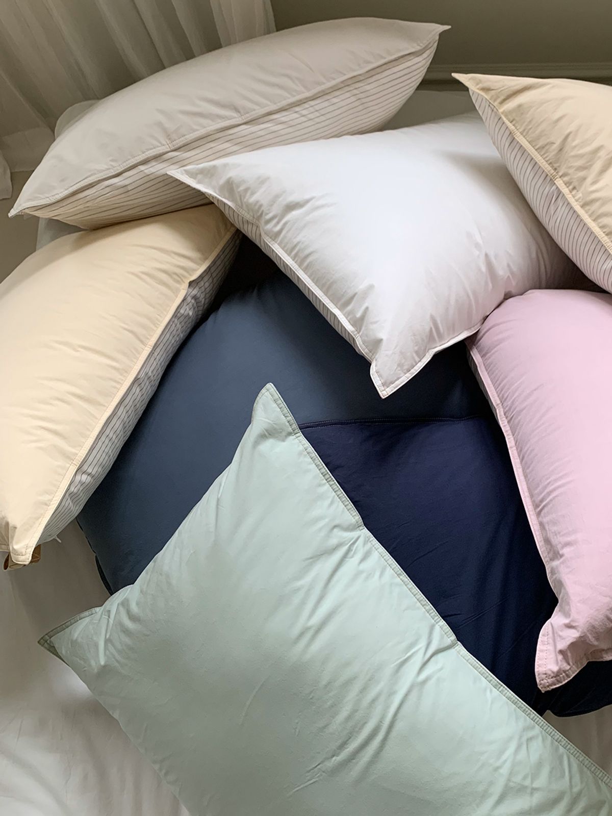 비비홈(VIVIHOME) 라인 스트라이프 양면사용 고밀도 베개커버 5070 (8colors)