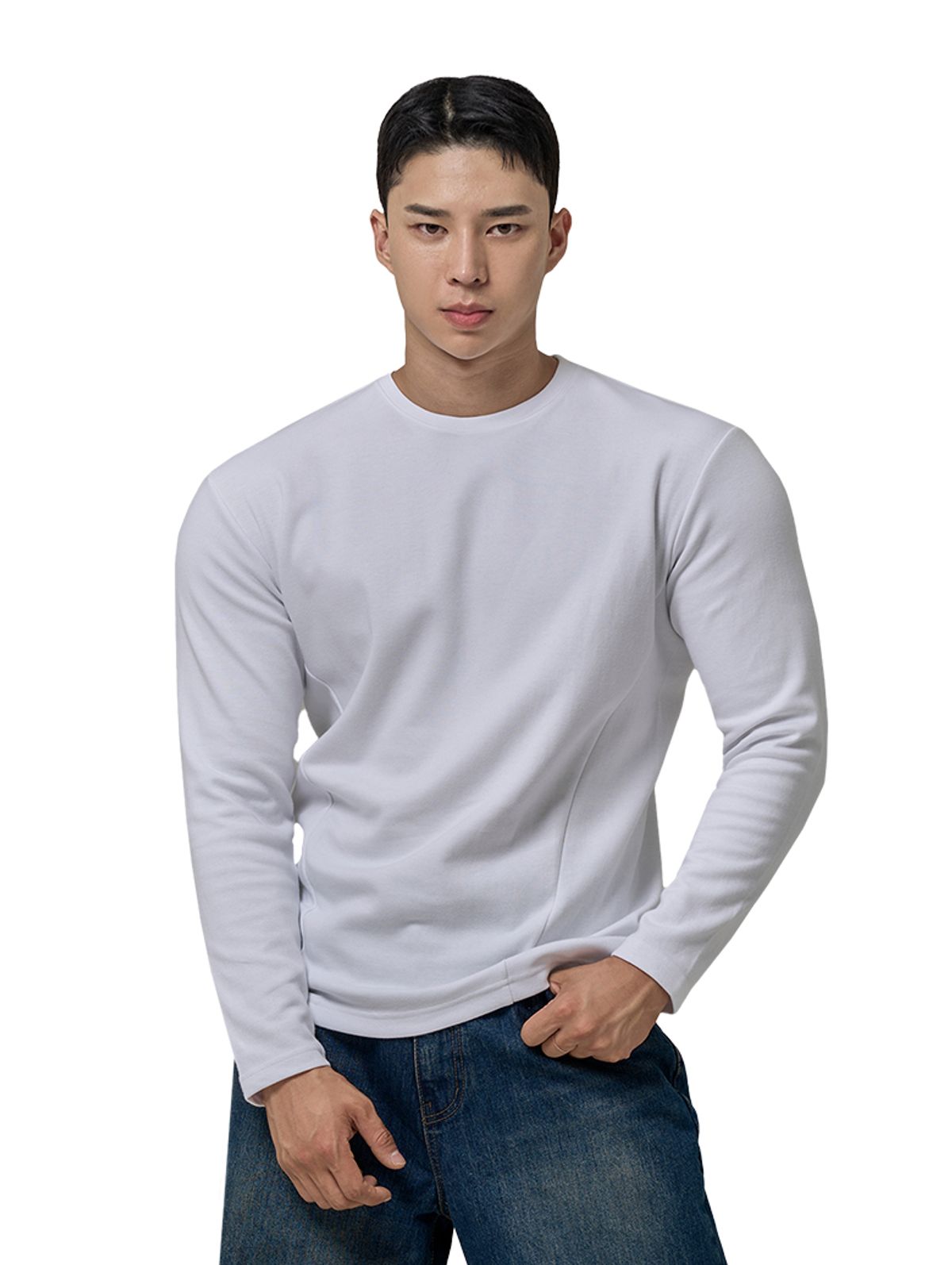 바이젝(BYSEC) [SET] 퍼펙트 특양면 무지 머슬핏 긴팔 티셔츠_2Color