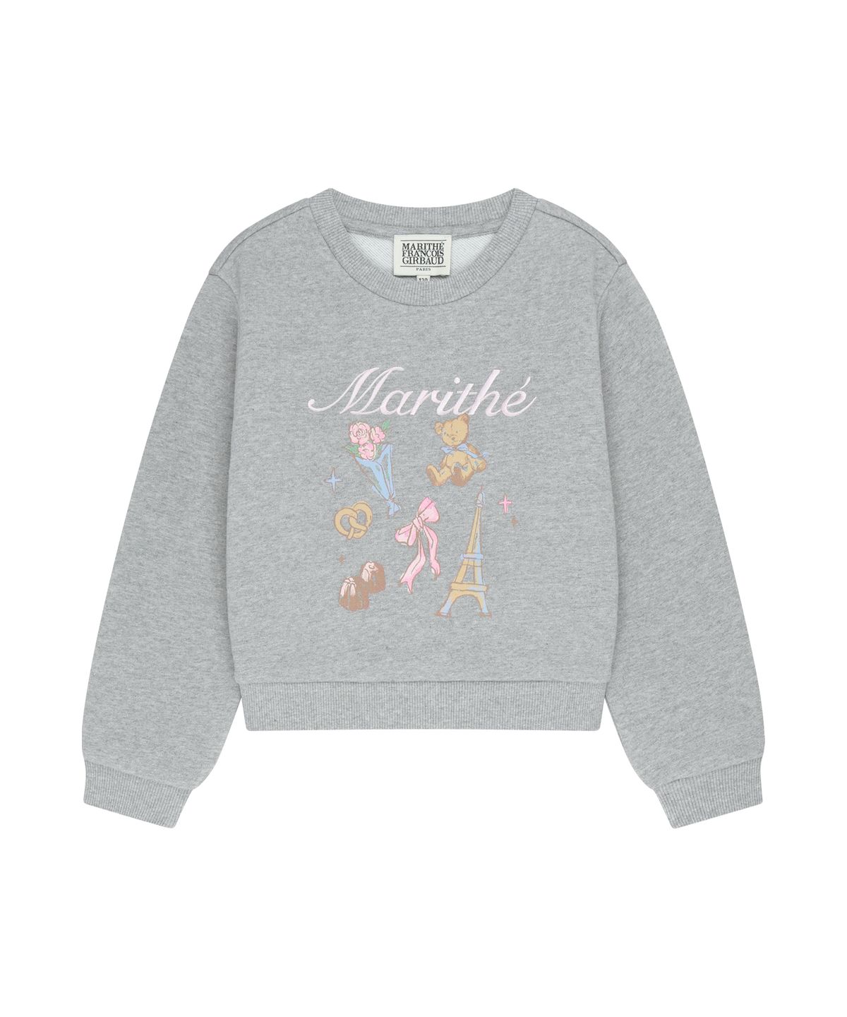 마리떼 키즈(MARITHÉ KIDS) KIDS W GRAPHIC SEMI CROP SWEATSHIRT heather gray