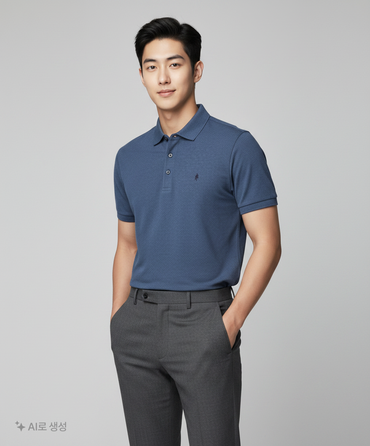 올젠(OLZEN) 리플 티에리 카라 반팔 티셔츠_ZPB2TT1901DNV 100