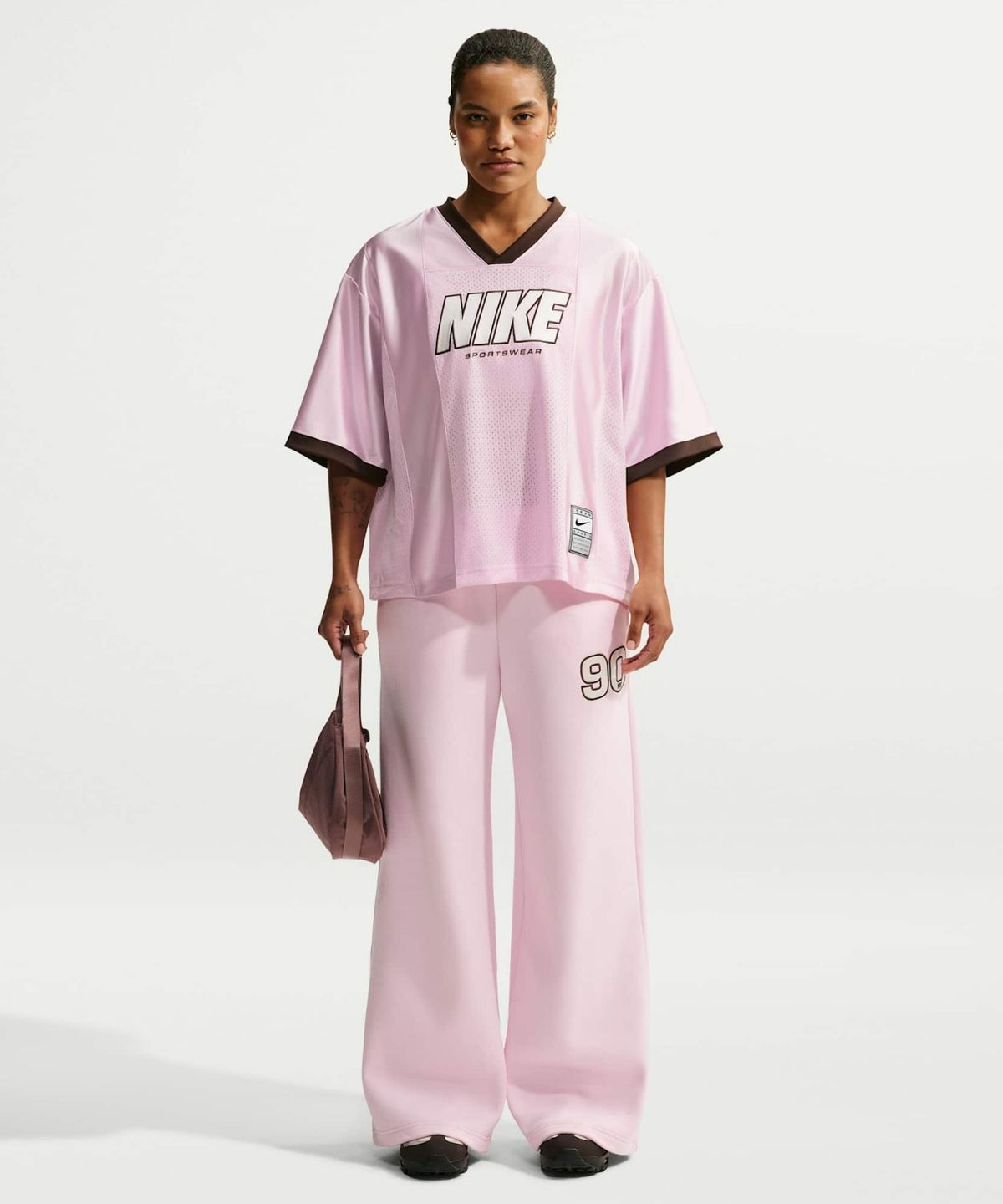 나이키(NIKE) 스포츠웨어 오버사이즈 반소매 그래픽 저지 W - 핑크 폼:블랙 / IV5751-663