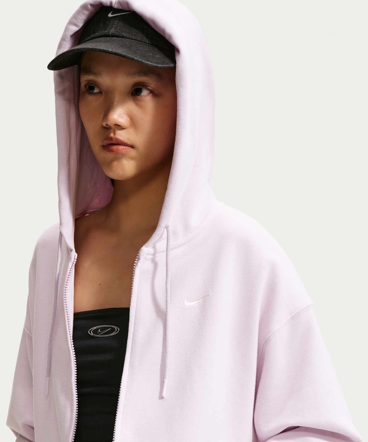 나이키(NIKE) 스튜디오 플리스 라이트웨이트 오버사이즈 풀집 후디 W - 블리치트 라일락:세일 / IM8109-583