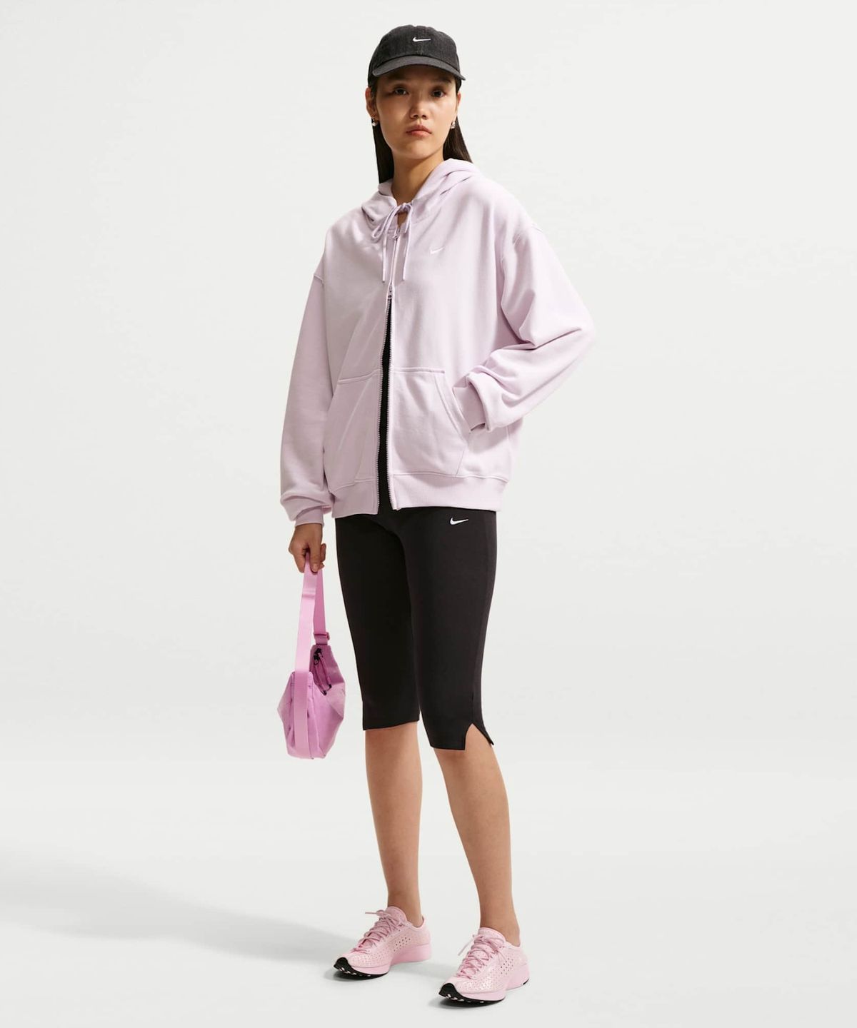 나이키(NIKE) 스튜디오 플리스 라이트웨이트 오버사이즈 풀집 후디 W - 블리치트 라일락:세일 / IM8109-583
