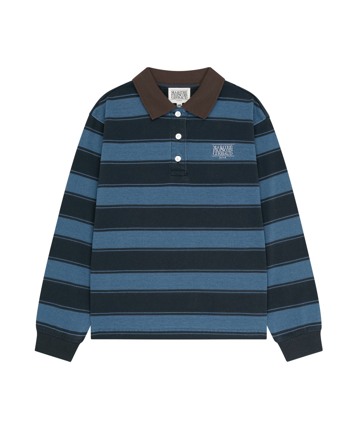 마리떼 키즈(MARITHÉ KIDS) KIDS MICRO CLASSIC LOGO STRIPED COLLAR LONG SLEEVE TEE navy