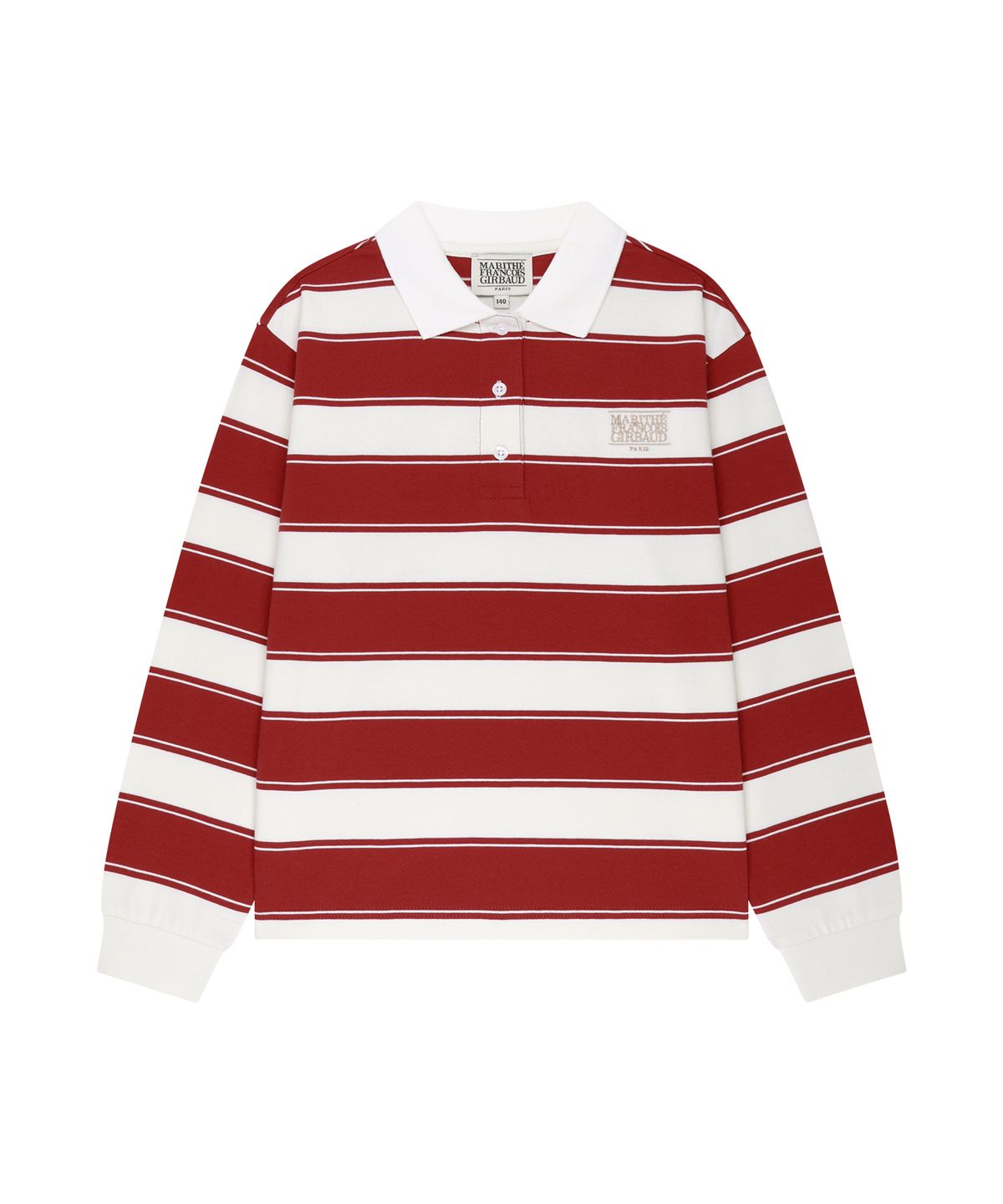 마리떼 키즈(MARITHÉ KIDS) KIDS MICRO CLASSIC LOGO STRIPED COLLAR LONG SLEEVE TEE red