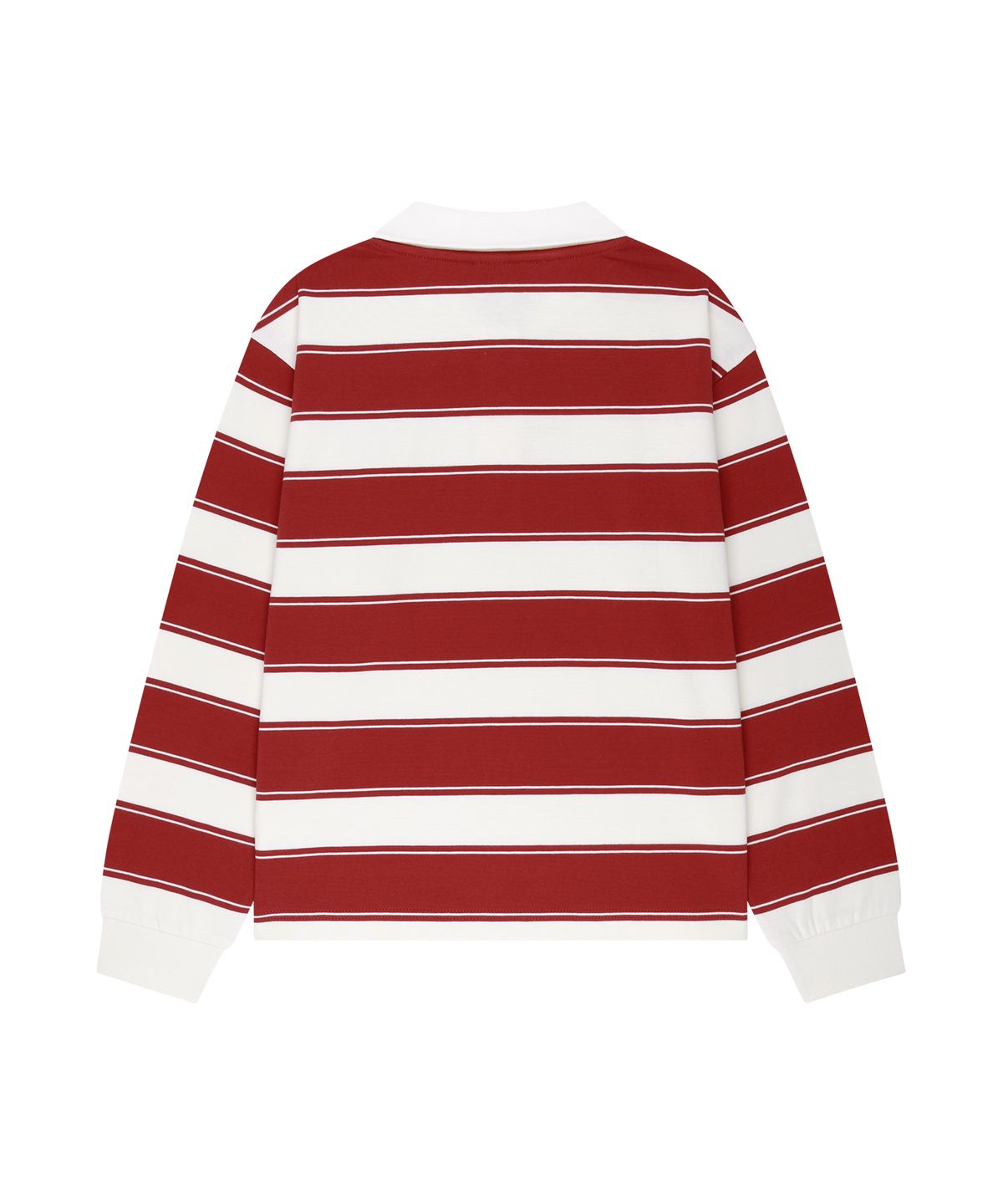 마리떼 키즈(MARITHÉ KIDS) KIDS MICRO CLASSIC LOGO STRIPED COLLAR LONG SLEEVE TEE red