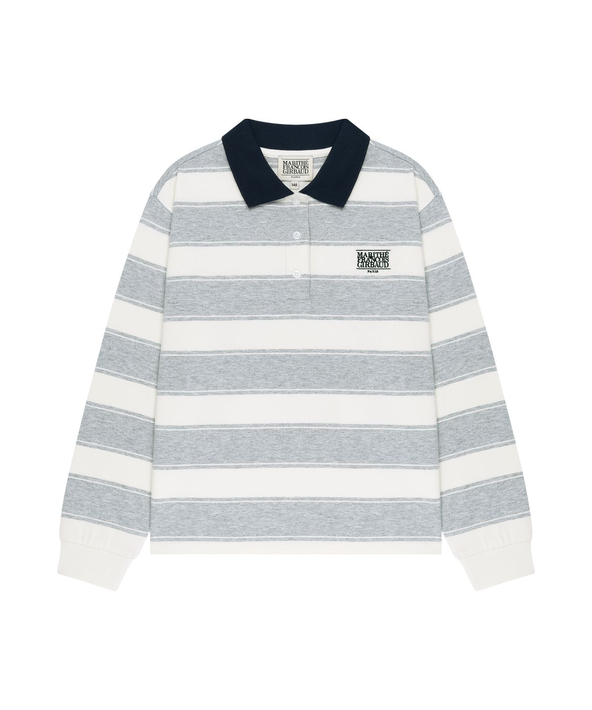 마리떼 키즈(MARITHÉ KIDS) KIDS MICRO CLASSIC LOGO STRIPED COLLAR LONG SLEEVE TEE heather gray