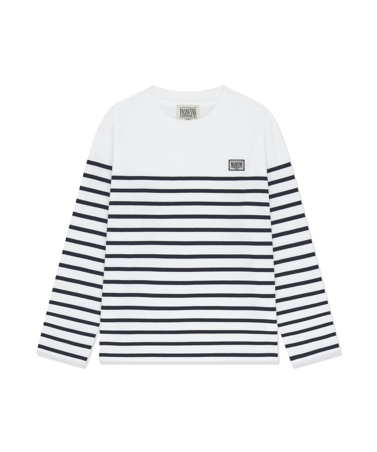 마리떼 키즈(MARITHÉ KIDS) KIDS MICRO CLASSIC LOGO STRIPED LONG SLEEVE TEE white