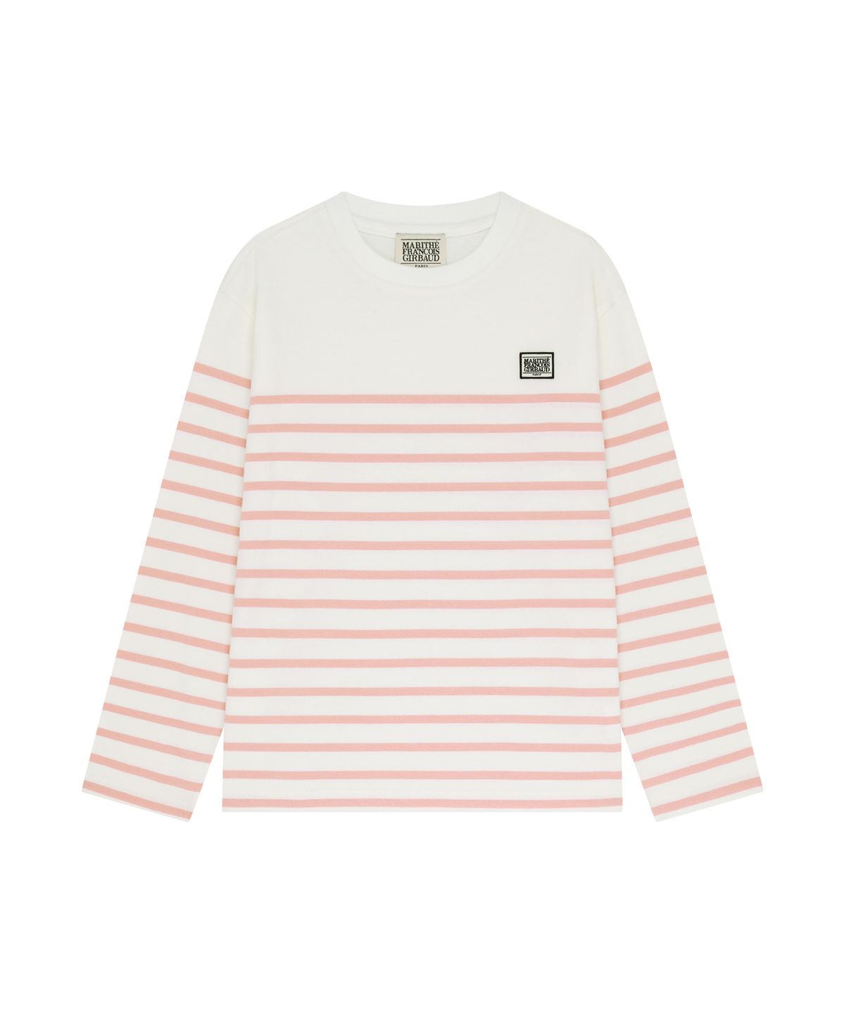 마리떼 키즈(MARITHÉ KIDS) KIDS MICRO CLASSIC LOGO STRIPED LONG SLEEVE TEE salmon