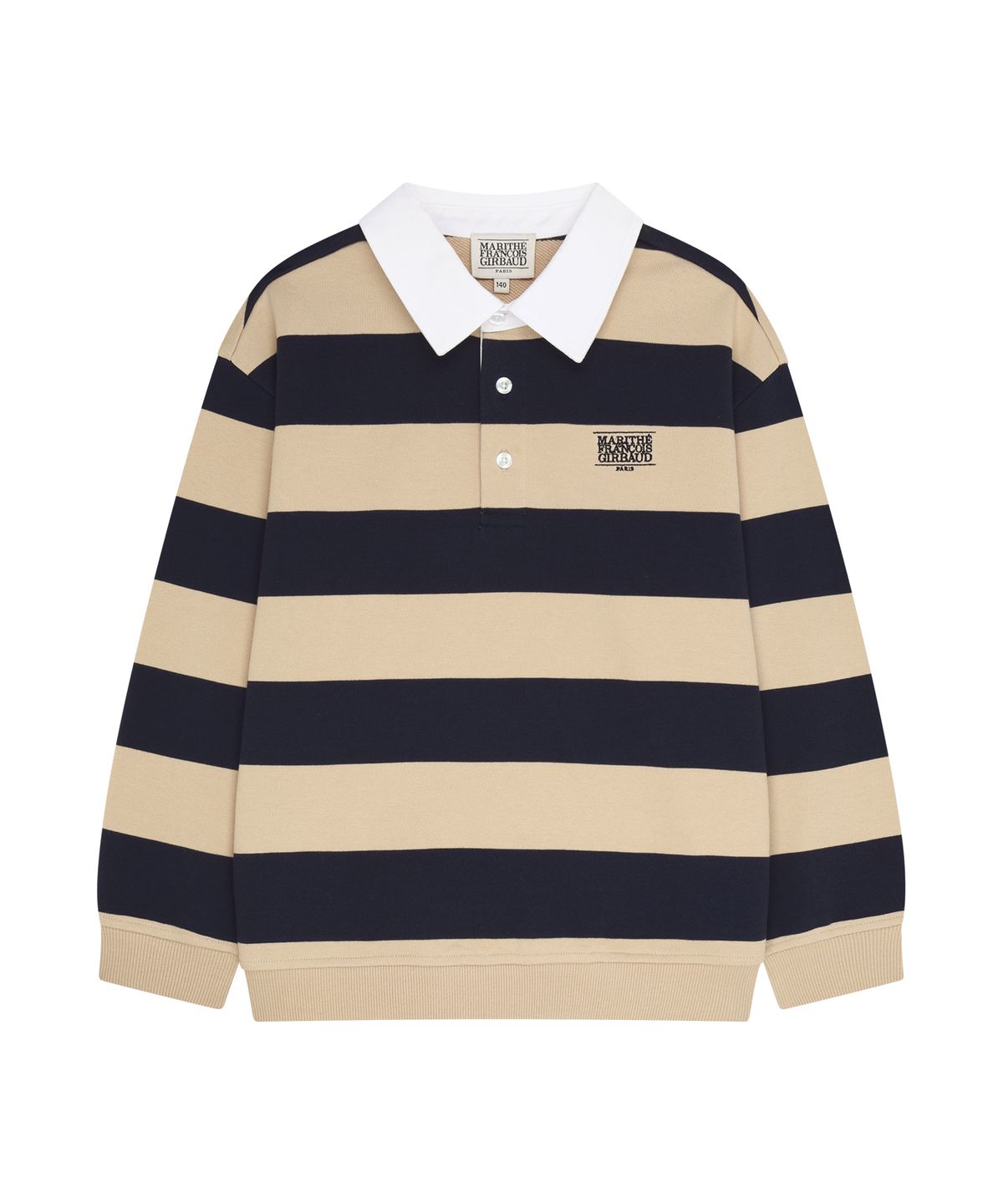 마리떼 키즈(MARITHÉ KIDS) KIDS MICRO CLASSIC LOGO RUGBY STRIPE SWEATSHIRT navy