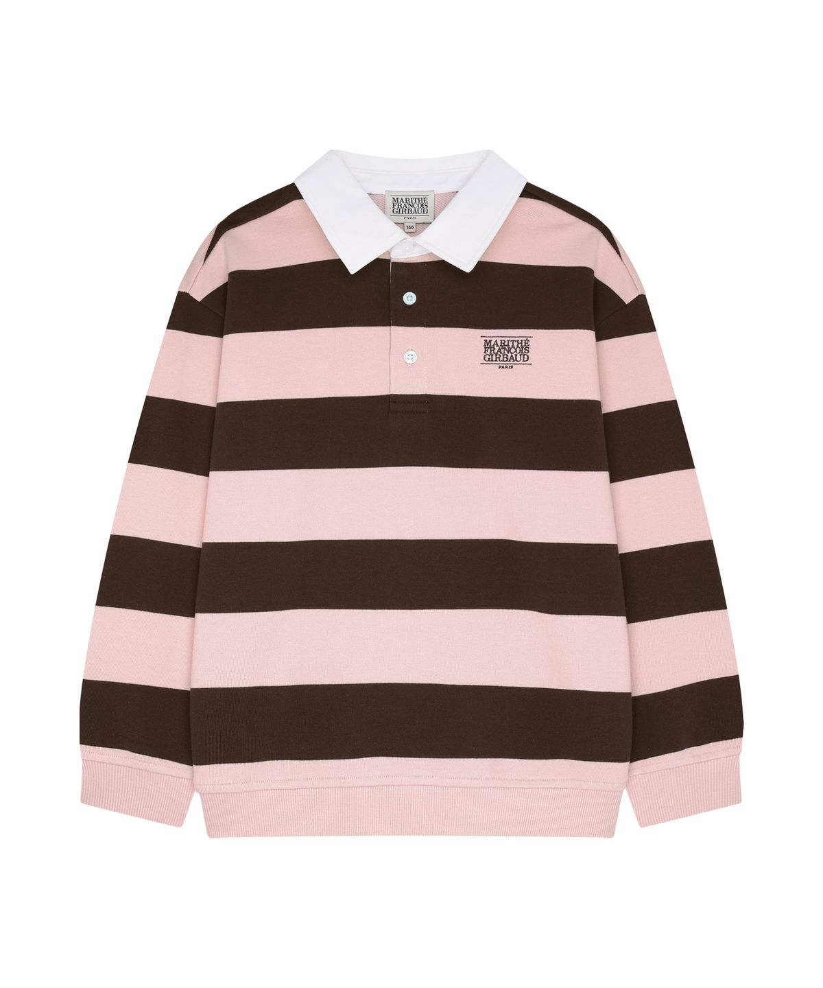 마리떼 키즈(MARITHÉ KIDS) KIDS MICRO CLASSIC LOGO RUGBY STRIPE SWEATSHIRT brown