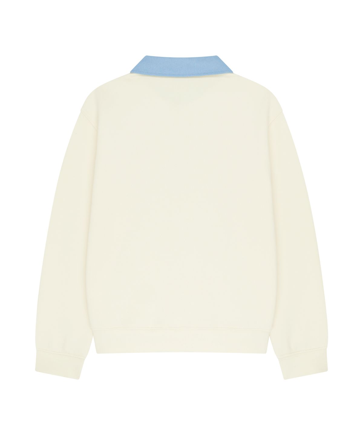 마리떼 키즈(MARITHÉ KIDS) KIDS MICRO CLASSIC LOGO DENIM COLLAR HALF ZIP SWEATSHIRT ivory