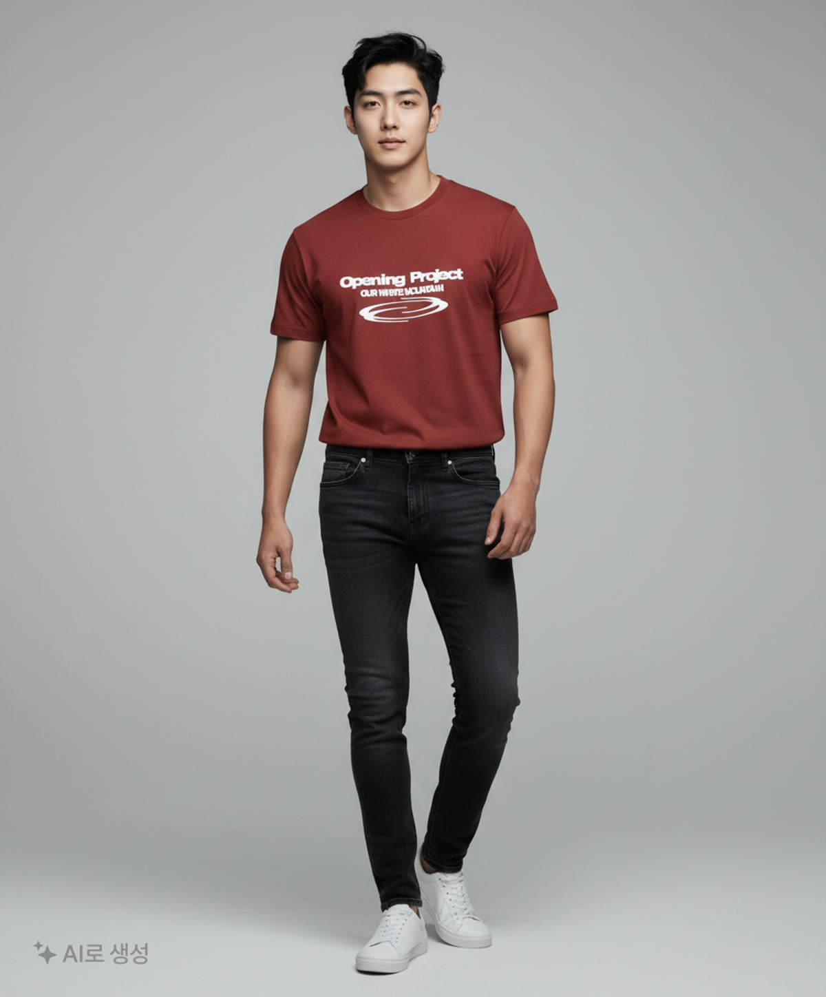 오프닝프로젝트(OPENING PROJECT) Identity T Shirt - Burgundy 1