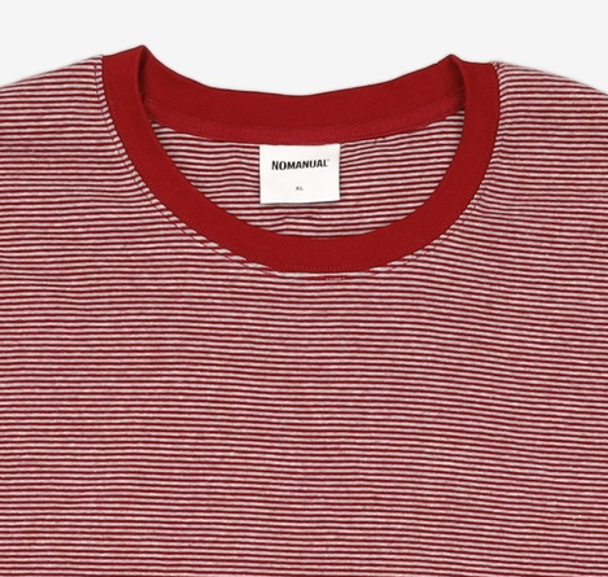 노매뉴얼(NOMANUAL) FINE STRIPE T-SHIRT - BURGUNDY XL
