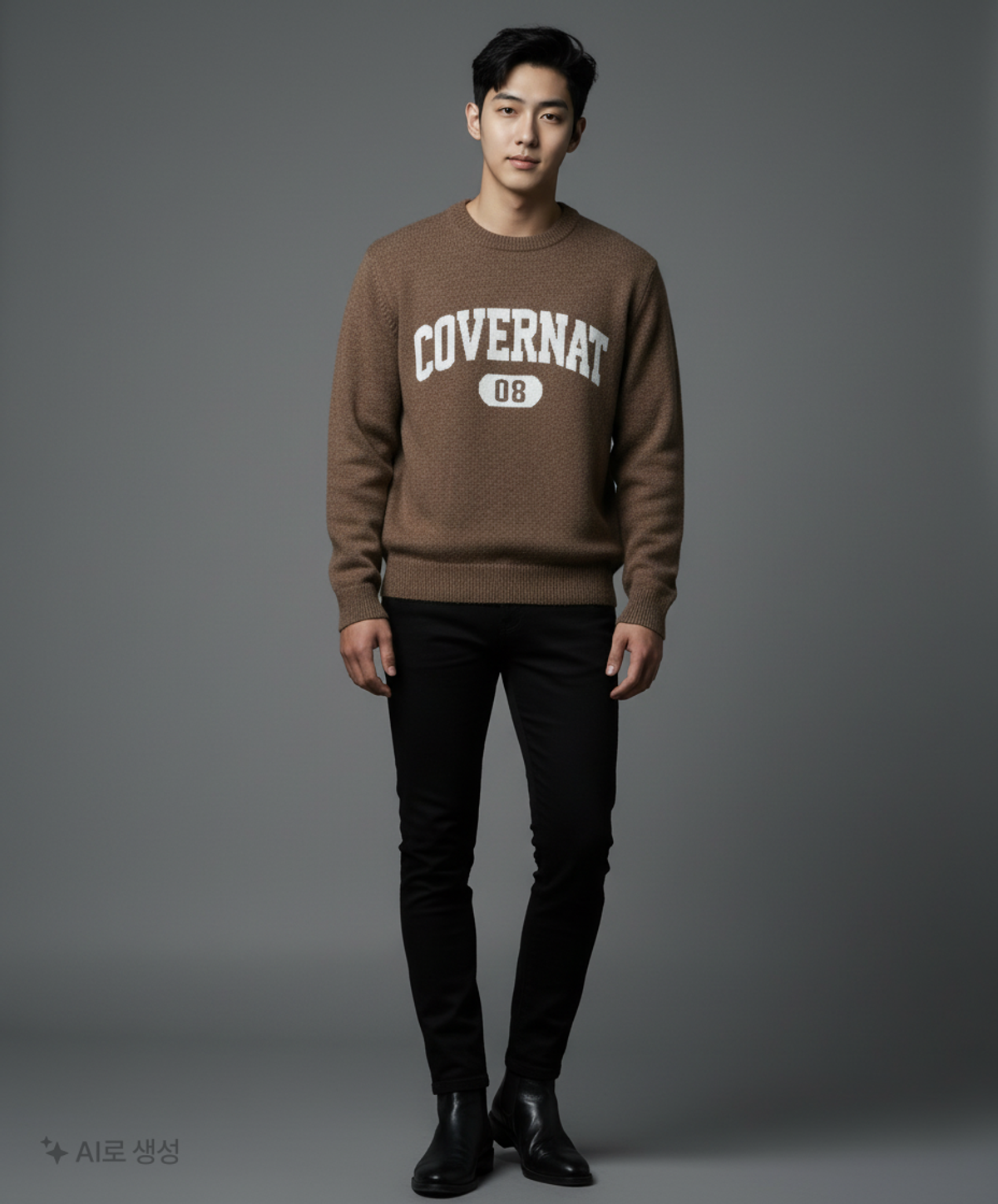 커버낫(COVERNAT) 센터 아치로고 니트 Brown M
