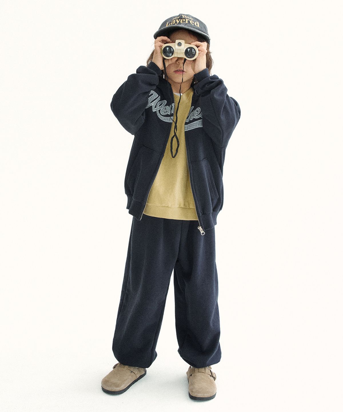 웬즈데이오아시스 키즈(WEDNESDAYOASIS KIDS) [Kids]로고 아플리케 후드집업_NAVY(WKB6OT01)