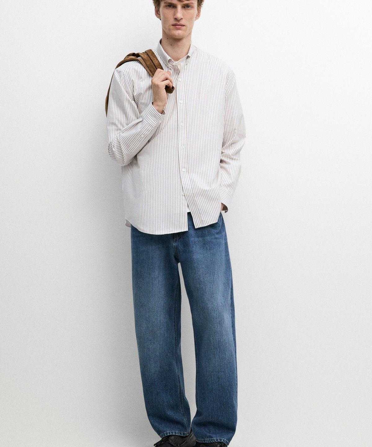 마시모두띠(MASSIMO DUTTI) 100% 코튼 레귤러 핏 스트라이프 셔츠