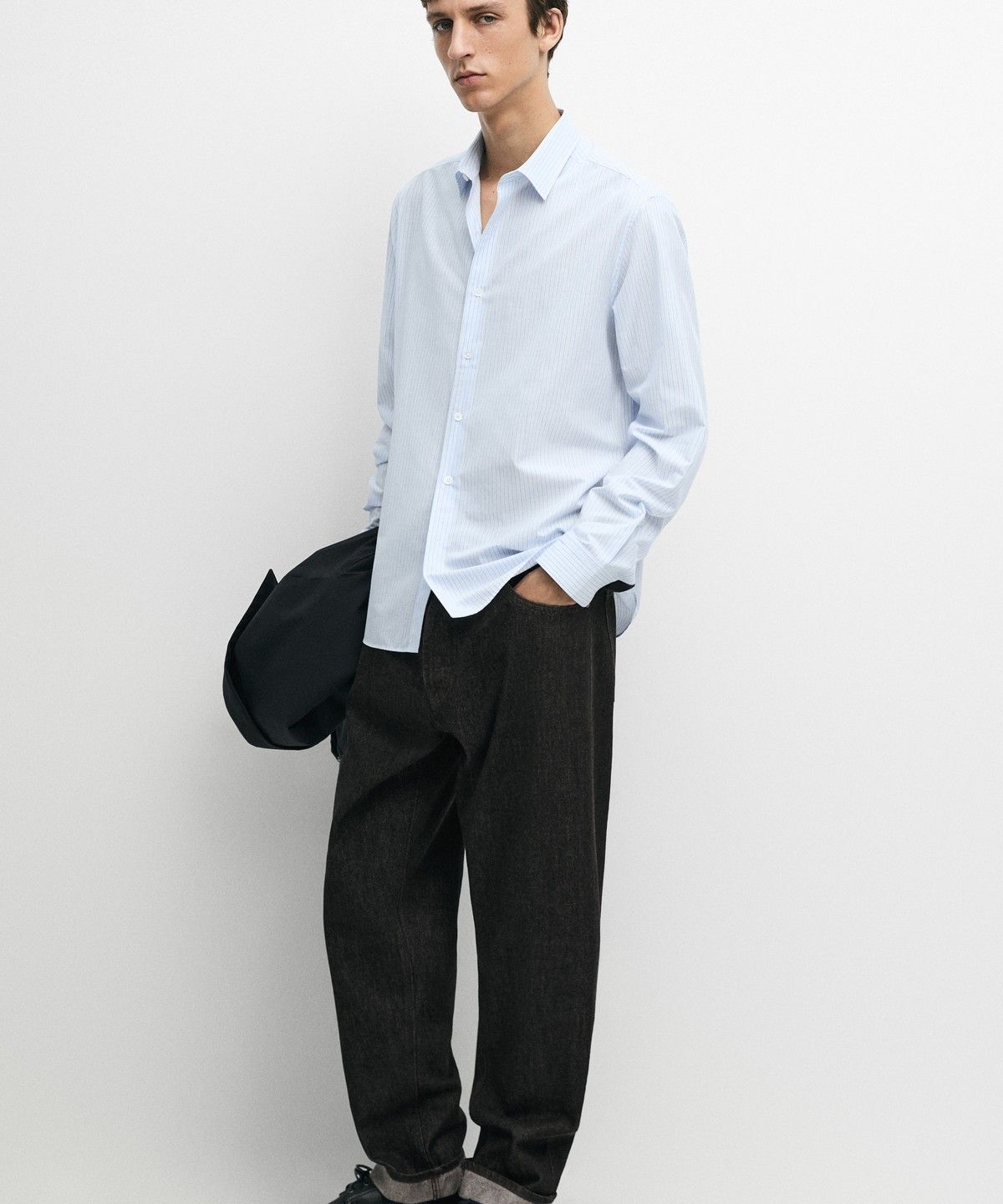 마시모두띠(MASSIMO DUTTI) 100% 코튼 레귤러 핏 스트라이프 셔츠