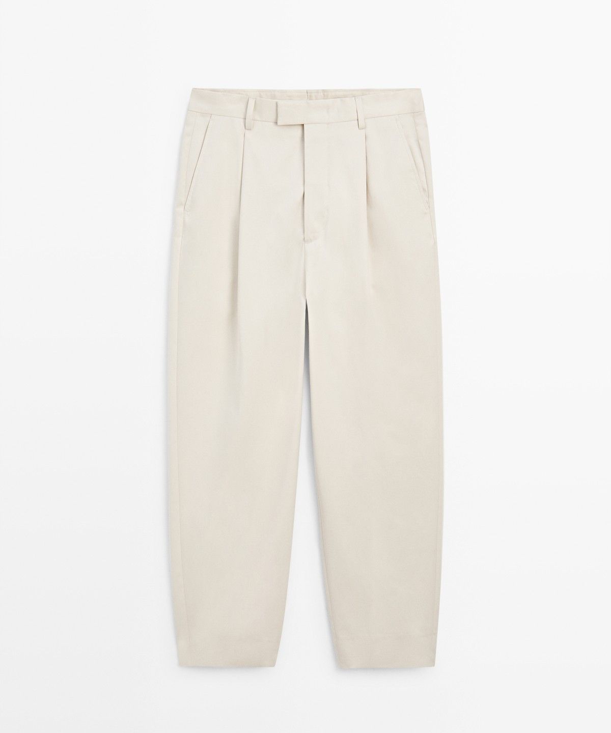마시모두띠(MASSIMO DUTTI) 100% 코튼 핀턱 팬츠